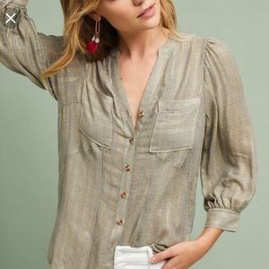 Anthropologie blouse with gold stripes